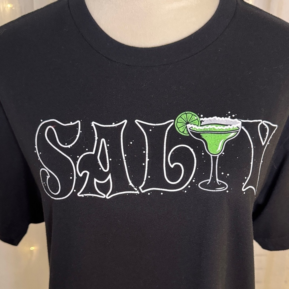 Grunt Style Black Tee with Green Salty Design - Picture 2 of 7